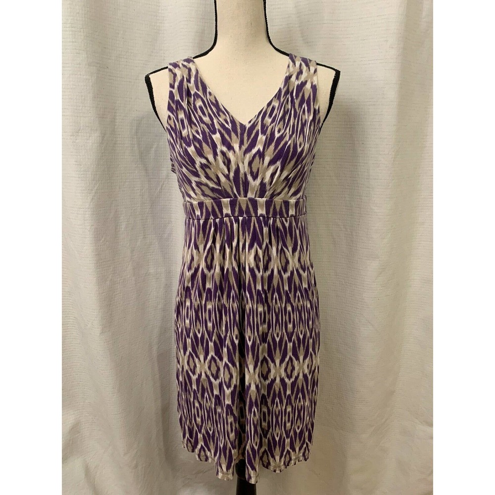 Ann Taylor Loft Womens Gray Purple Animal Print Sleeveless Dress Size S Stretch